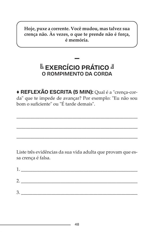 Página com reflexão do livro